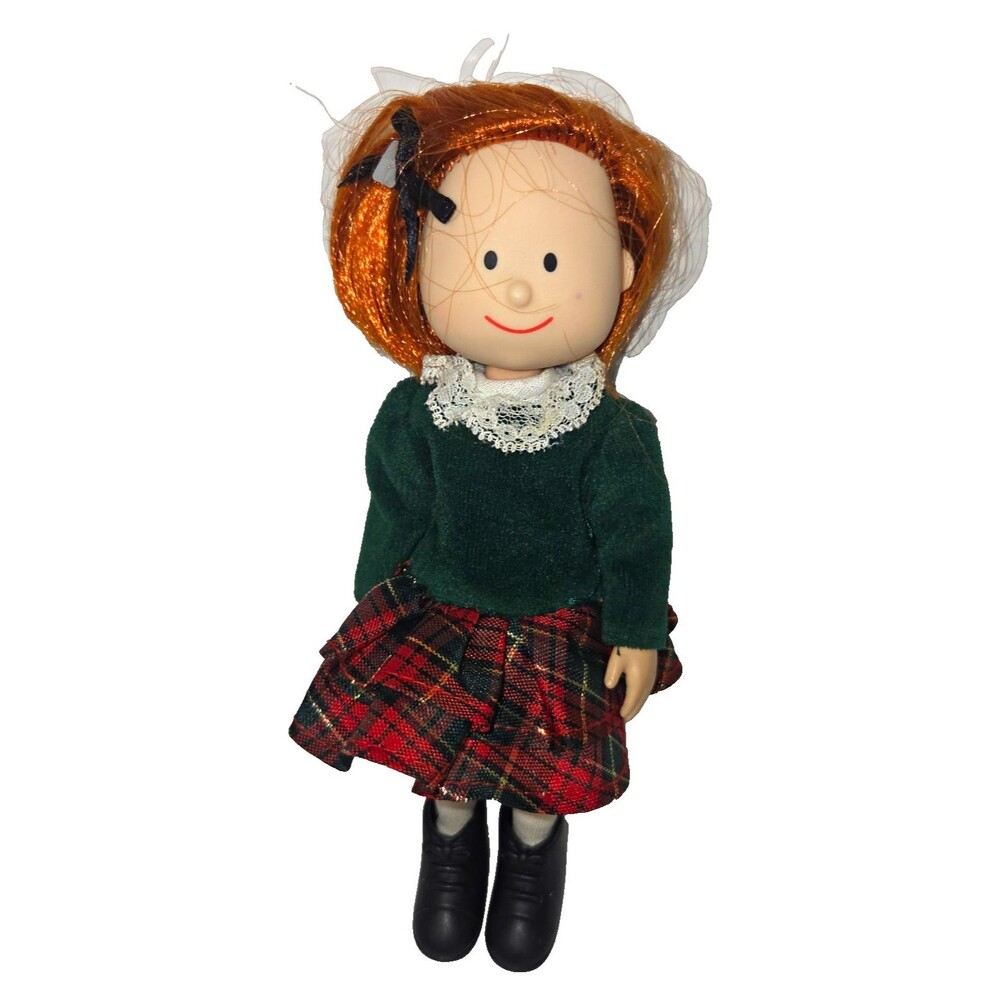 Vintage Eden Madeline 8 in Doll Red Hair Green & Red Plaid Dress , Shoes 92098